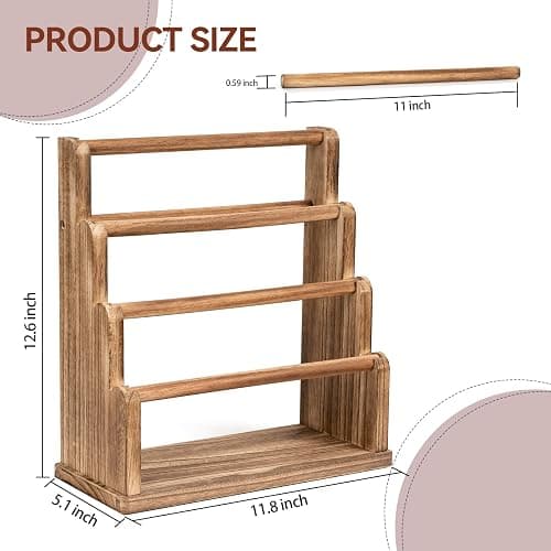 Emfogo Bracelet Holder, 4 Tier Bracelet Organizer Storage for Bracelets Bangles Watch Scrunchies, Rustic Wood Jewelry Organizer Display for Home, Vendors, Craft Shows and Store(Rustic Brown) thumbnail 3