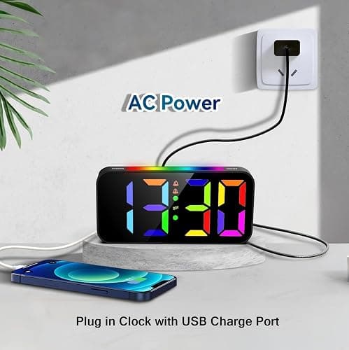 Topski Loud Alarm Clocks for Bedrooms Heavy Sleepers, Plug-in Digital Bedside Clock with Night Light, Large Display, Dual Alarm, Snooze, Dimmable for Kids Teens Boys Girls thumbnail 4