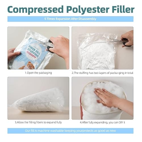 Hayunfiys Fiberfill Stuffing for Stuffed Animals, Crafts, Cushion, 3.5oz | Premium Soft Polyester Fiber Fill | Quick Rebound | Machine Washable | Ideal Stuffing for Crafts, Clouds, Pillows thumbnail 7