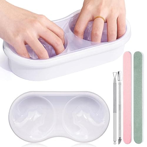Dual Nail Soaking Bowl Acetone Proof: Soak Off Gel Nail Polish Dip Powder Remover Bowl- Cut the Soaking Time in Half Manicure Bowl for Salon Home (D2-White) - Image 1