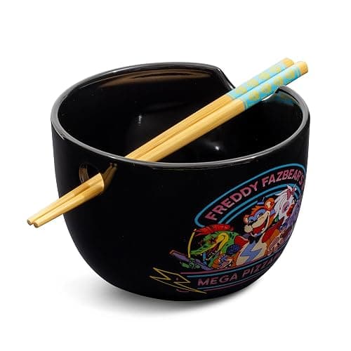 Silver Buffalo Five Nights At Freddy's Mega Pizzaplex Ceramic Ramen Dinnerware Set | Includes 20-Ounce Noodle Bowl and Wooden Chopsticks thumbnail 3