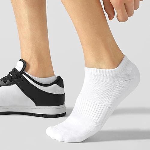 DOKUTOKU 6-Pairs Womens Ankle Socks Size 9-11 Thick Cotton White No Show Invisible Socks thumbnail 2