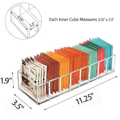 Tasybox Tea Bag Organizer, Clear Acrylic Tea Bag Holder, Tea Packet Storage for Drawer, Pantry, Kitchen, Cabinet, Countertop, 1 Pack thumbnail 3