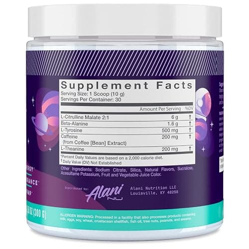 Alani Nu Pre Workout Powder Cosmic Stardust | Amino Energy Boost | Endurance Supplement | Sugar Free | 200mg Caffeine | L-Theanine, Beta-Alanine, Citrulline | 30 Servings thumbnail 2