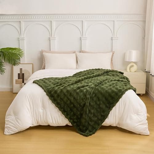 YUSOKI Luxury 3D Bubble Throw Blanket 2lb,All Ages,Home Decoration, (Olive Green,50 * 60inches) thumbnail 4