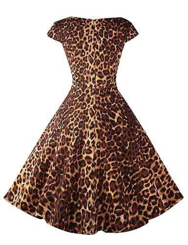 PUKAVT Women's Cocktail Party Dress Cap Sleeve 1950 Retro Swing Dress with Pockets thumbnail 3
