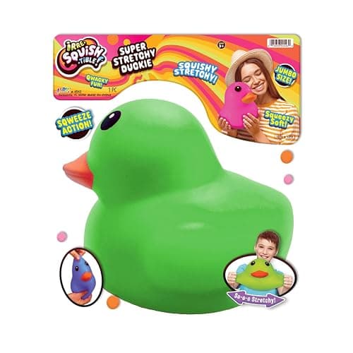 JA-RU Jumbo Super Stretchy Duckie (1 Green Duck). Irresistible Squishy Duck. Squeeze Action. Squishy, Squeezable, Stress Relief, Fidget, Party Favor, Classroom Prize. 4543-Green-1 - Image 1