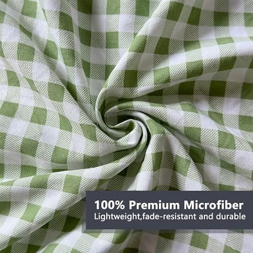 NSNLGSGC Sage Green Gingham Ruffle Queen Sheet Set, Green Soft Pre-Washed Microfiber Plaid Queen Bed Sheets, 4-Pieces Farmhouse Sheet Set with Deep Pocket thumbnail 5