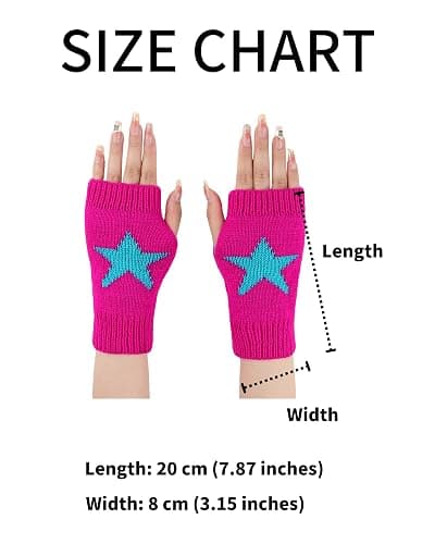 yolrdiw Women's Therian Star Fingerless Gloves Wrist Length Knitted Mitten for Y2K Emo Grunge Punk Goth Accessories thumbnail 6