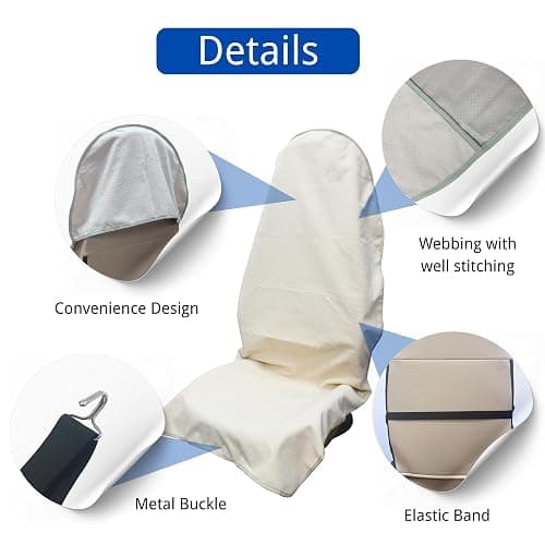 Hirritale Waterproof Car Seat Cover for Front Seats, Protector for Cars SUVs Trucks, Sweat Towel Seat Covers Bucket for Gym,Workout,Beach,Hiking,Running Swimming(Beige, 1PC) thumbnail 3