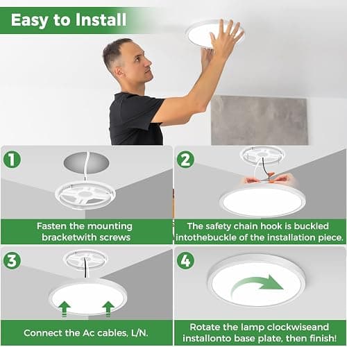 zemty 7 inch White Led Ceiling Light Fixture, 3000K/3500K/4000K/5000K/6500K Adjustable Flush Mount Light, 1500LM 15W Thin Round Recessed Lamp for Kitchen Bathroom Bedroom, 6Pack thumbnail 6