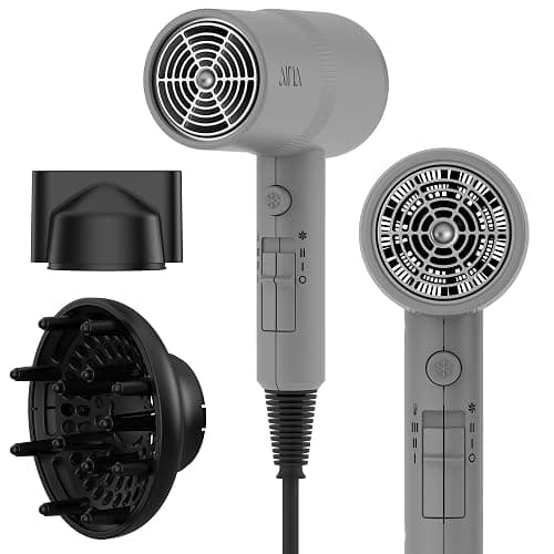 AINA Hair Dryer with Diffuser, Blow Dryer for Women | Advanced Ionic Technology, Ceramic Coating | Cold Shot Features Turbo Heat for Fast Drying and Shine 110V/ALCI (Ash Grey) - Image 1