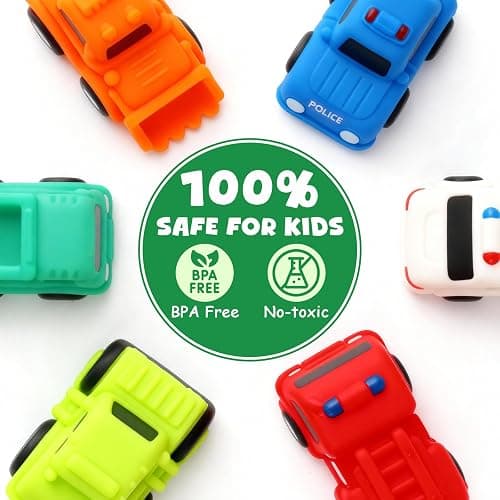 JoiTale Baby Bath Toys, 6 Pack Cars Light Up Bath Toys, No Hole No Mould Bathtub Toy for 1 2 3 Year Olds, Flashing LED Sensory Toy for Toddlers, Bath Time Shower Gifts for Boys and Girls thumbnail 4