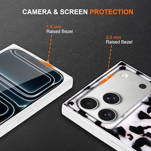 Cinysnt for iPhone 17 Pro Max Case, Vintage Square Cool Girl Leopard Print Brown Amber Aesthetic Full Camera Protective Cover, Trendy Slim Tortoise Shell Case for Girls Women - Retro White Brown thumbnail 4