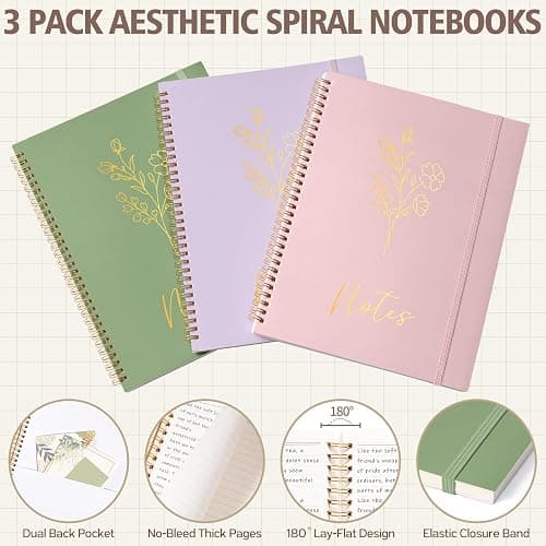 58PCS Aesthetic School Supplies, Cute College Ruled A4 Spiral Notebook Stationary Set Back to School Supplies Bible Study Kit Office College Essentials with Pastel Highlighters for Women Student Girls thumbnail 4