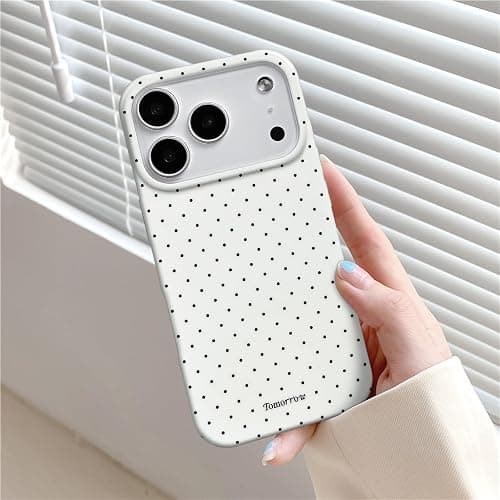 inewateri Compatible for iPhone 17 Pro Case with Cute Fashion Polka Dot Aesthetics Design Simple Cases for Soft TPU Slim Protection Cover-White thumbnail 2