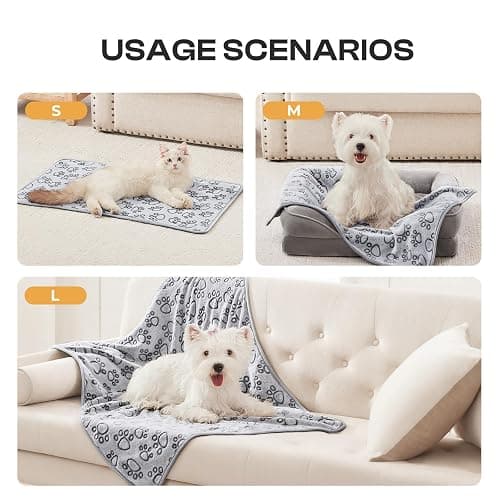 Luciphia 1 Pack 3 Blankets Fluffy Premium Fleece Pet Blanket Flannel Paw Printed Throw for Dog Cat Grey Paw Large(41"x31",Pack of 3) thumbnail 2