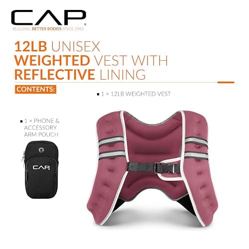 CAP Weighted Vest for Women & Men 8-30lbs – Reflective Fitness Vest for Walking, Running, Cardio, Rucking, & Strength Training Workouts, Multiple Colors thumbnail 2