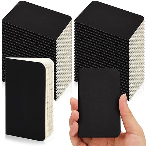 Qeeenar 60 Pcs Pocket Notebook Mini Journal Bulk, 2.5" x 4" Kraft Paper Small Lined Notepads Softcover Cute Memo Diary Subject Notepads for Kids Student Back to School Supplies(Black) - Image 1