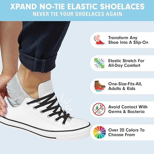Xpand No Tie Elastic Shoelaces. 1 Size Fits All for Adults & Kids | Stretch Laces for Sneakers, Runners & High Tops Shoes thumbnail 2