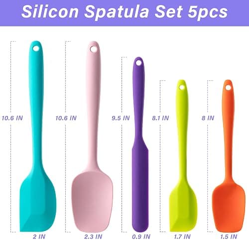 Silicone Spatula Set, 5 Piece Food Grade Rubber Spatulas for Baking, Cooking, and Mixing High Heat Resistant Non Stick Dishwasher Safe BPA-Free (Multicolor) thumbnail 2