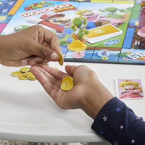 Monopoly Junior Super Mario Edition Board Game, Fun Kids' Ages 5 and Up, Explore The Mushroom Kingdom as Mario, Peach, Yoshi, or Luigi (Amazon Exclusive) thumbnail 5