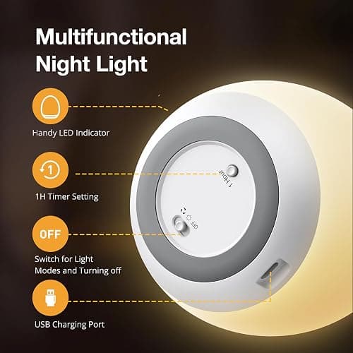 JolyWell Night Light for Kids, Baby Night Light with 7 Colors Changing Mode & Stepless Dimming, Nursery Night Light BPA Free,Rechargeable Egg Night Light for Breastfeeding 1h Timer & Touch Control thumbnail 6