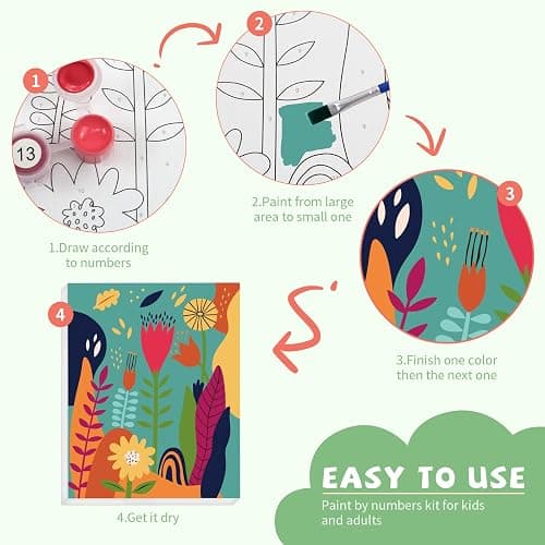 goldentime Framed Paint by Numbers for Adults and Kids Ages 8-12 - Easy to Paint by Number for Beginners, Flower Canvas Painting Kits Perfect for Gift Home Wall Decor 8 * 10inch thumbnail 4