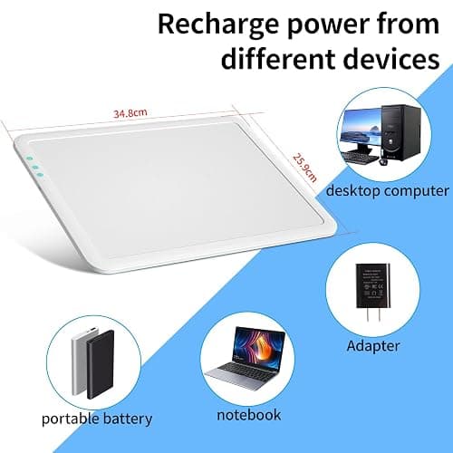 TOHETO A4 Rechargeable Led Super Bright Light Pad with Carry Bag for Cricut Weeding Vinyl Tool, Portable Wireless 3500mAh Battery Light Board/Box for Tracing, Diamond Painting, Sketching & Drawing thumbnail 3