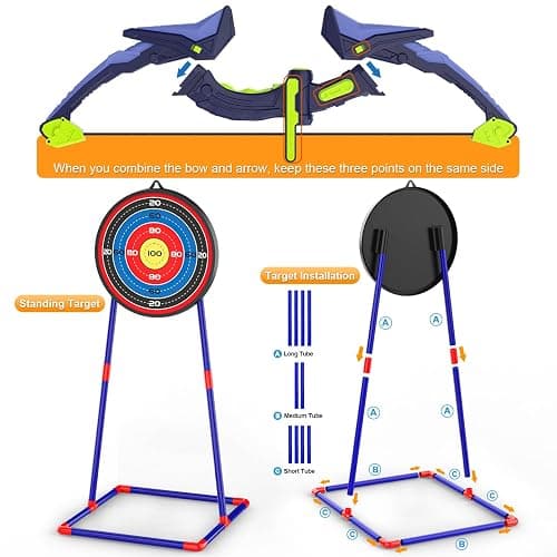 2 Pack Bow and Arrow Set for Kids, Light Up Archery Set with 14 Suction Cup Arrows, Archery Targets Outdoor Games for Kids Ages 4-8 8-12, Birthday Gifts Toys for 5 6 7 8 9 10 11 12 Year Old Boys Girls thumbnail 6