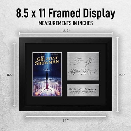 HWC Trading The Greatest Showman Framed Gift Signed Printed Autograph Hugh Jackman Zac Efron Zendaya Rebecca Ferguson Michelle Williams Print Photo Picture Display - US Letter Size thumbnail 2