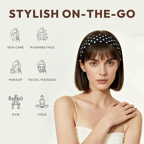 Aranya Women’s Headbands 5pcs / 4pcs – Soft Stretchy Fabric Headbands for Everyday Wear, Yoga, Workout & Fashion Outfits Gifts for Women – Multiple Styles Available (Polka Dot) thumbnail 4