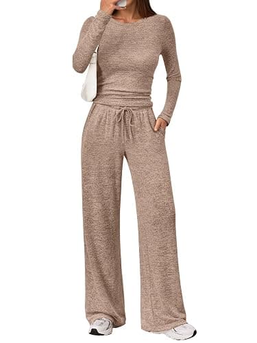 LILLUSORY Womens 2 Piece Matching Lounge Sets 2025 Fall Fashion Knit Sweater Airport Travel Vacation Outfits Gym Sweatsuits - Image 1