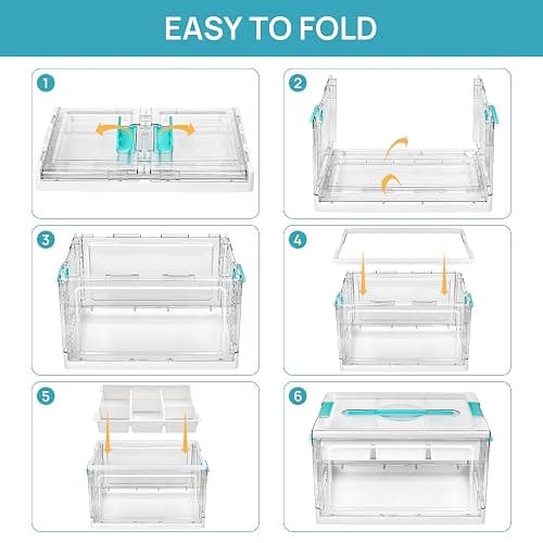 Vtopmart 24 QT Clear Plastic Craft Organizers and Storage Box with Removable Trays and Dividers,Art Supply Organizers and Storage,Ideal Containers for coloring Books,Toys,Craft Supplies,1 Pack thumbnail 4