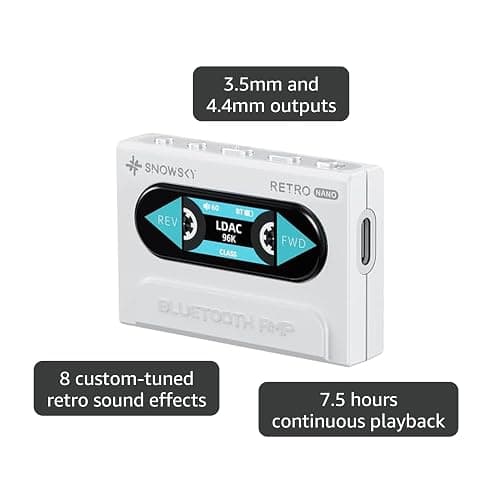 FiiO/Snowsky Retro Nano Bluetooth USB DAC AMP with LDAC, aptX Adaptive, aptX LL (3.5mm Unbalanced & 4.4mm Balanced Output) (White) thumbnail 4