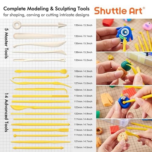 Shuttle Art 82 Colors Polymer Clay Kit, Oven Bake Clay for Kids, 19 Sculpting Tools, 16 Accessories, Non-Toxic, Non-Sticky DIY Crafts for Kids Adults thumbnail 4