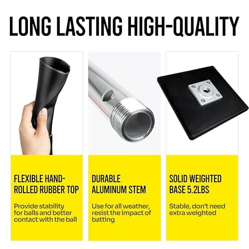 PLAYAPUT Portable Batting Tee for Baseball/Softball, Height Adjustment from 25-37 inch,Easy Transport Premium Baseball Tee with Rubber Top,Heave Duty Base Hitting Tee for Kids/Youths/Adults thumbnail 3