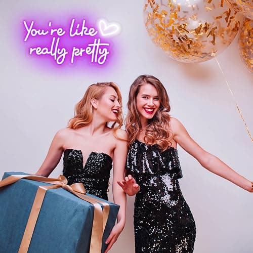 KUUNEON You're Like Really Pretty Neon Sign Wall Decor for Bedroom/Girls Room/Salon/Party/Present - 16"x8" Purple Your Like Really Pretty LED Sign Light for Women, Heart Design & 100,000H Lifespan thumbnail 2