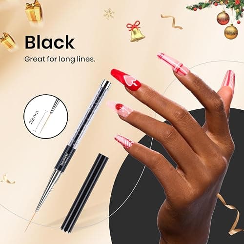 Beetles Gel Polish Nail Art Liner Brushes 5Pcs Painting Art Design Pen Set Diamond Application Rhinestone Handle Dotting Drawing Sizes 5 7 9 11 20mm Nail Design Gift for Women thumbnail 6
