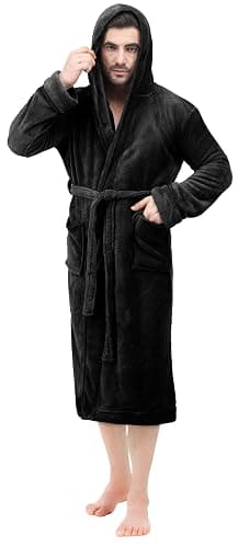 NY Threads Mens Robe with Hood, Luxury Plush Fleece Hooded Mens Bathrobe, Spa Bath Robe for Men - Image 1