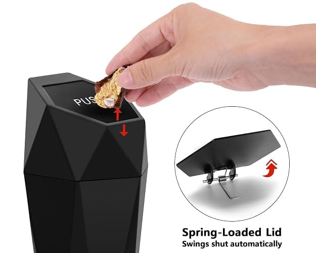 Ginsco Car Trash Can Cup Holder, 2 Pack Mini Trash Can with Lid, Car Accessories for Interior, Leakproof Small Trash Cup for Home with Additional 2 ABS Hooks and 90pcs Trash Bags Black thumbnail 6