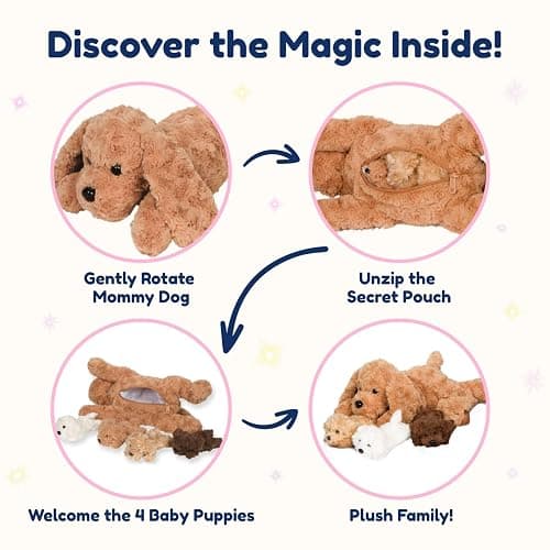 PixieCrush Adopt Me Dog Stuffed Animals for Girls Ages 3 and Up - Plush Labradoodle Dog Pillow with 4 Surprise Puppies Inside - Soft Puppy Toys for Kids - Cute Dogs Plush Set for Imaginative Play thumbnail 6