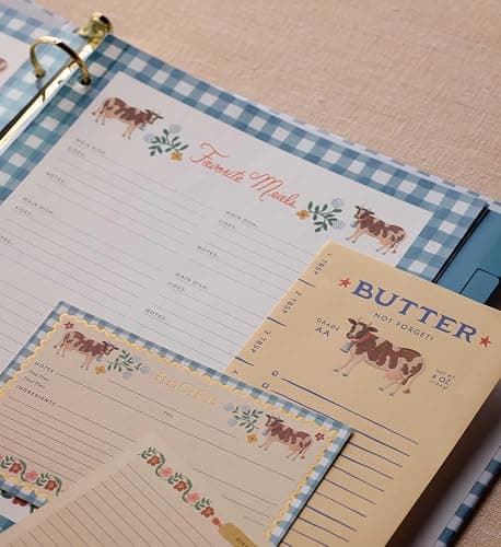 RIFLE PAPER CO. Home Sweet Home Recipe Binder w/Metallic Gold Foil Accents | 1" 3-Ring Binder, Holds 175 Pages, 16 Tabbed Dividers, Double-Sided Pocket Folder, Adhesive Labels, 10 Recipe Sleeves thumbnail 3