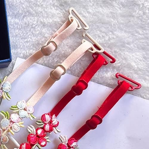Verstellbar BH Träger, 5 Paar Lace Flower BH-Träger, Rutschfeste Elastisch Schultergürtel, Verstellbar Blumenspitze Ersatz Schultergurte für Frauen Tops Kleid thumbnail 8