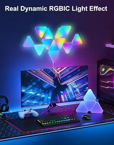 Triangle LED Lights for Gaming Setup, RGB Triangle Wall Lights for Bedroom, Smart Home Light Panels Works with Alexa Google Assistant,APP/Voice/Remote Controlled,Music Sync Gaming Room Decor,12 Pack thumbnail 2