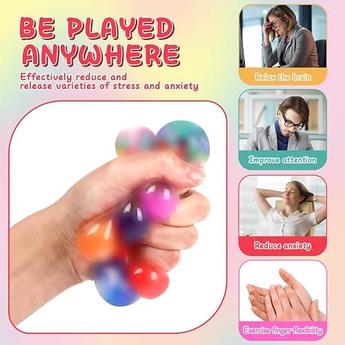 BESNEL 160 Pack Stress Balls for Adults, Bulk Squishy Ball, Stress Balls Set, Anti-Anxiety Easter Stress Relief Fidget Balls thumbnail 6