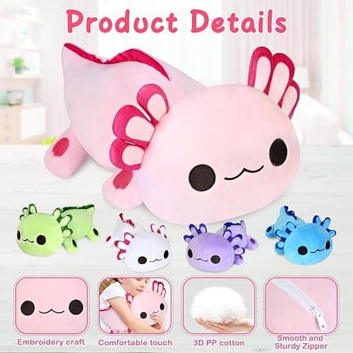 KMUYSL Axolotl Plush Toys for Ages 0 1 2 3 4 5 6 7 8+ Year Old Boys Girls- Axolotl Mommy Stuffed Animal with 4 Baby Axolotls in Her Tummy, Christmas Birthday Gifts for Baby, Toddler, Kids thumbnail 5