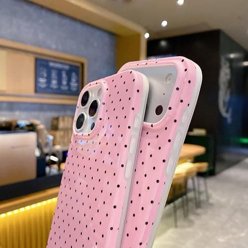 YUANLI Compatible with iPhone 15 Pro Case, Polka Dot Phone Case Cute Fashion Aesthetics Design TPU Slim Protection Cover for iPhone 15 Pro - Pink thumbnail 4