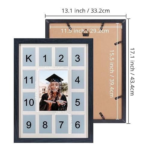 FramePro School Years Picture Frame K-12 Day Graduation Photo Collage Black Frame with Mat, Displays One 5x7 Photo and Twelve 2.5x3.5 Pictures thumbnail 3