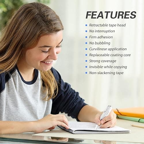 BITOSEE Refillable Retractable Quick Dry White Correction Tape,Mini Small Aesthetic Cute Correction Tape, with Easy to Use Kawaii Pen Shaped Applicator,for School Office Supplies thumbnail 3